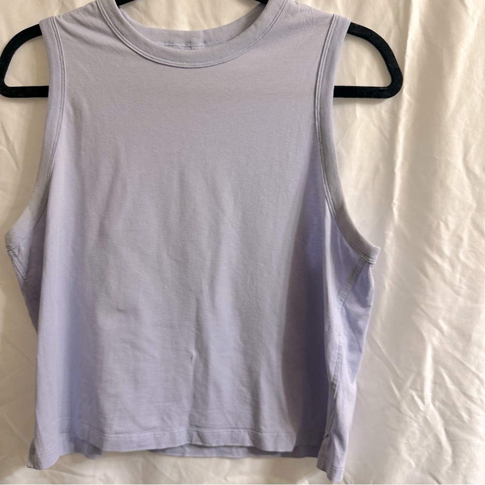lululemon athletica pastel blue classic fit cotton blend tank top size 10